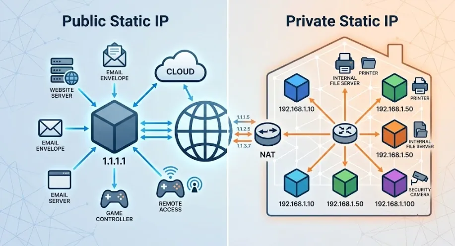public vs private static IP address illustration