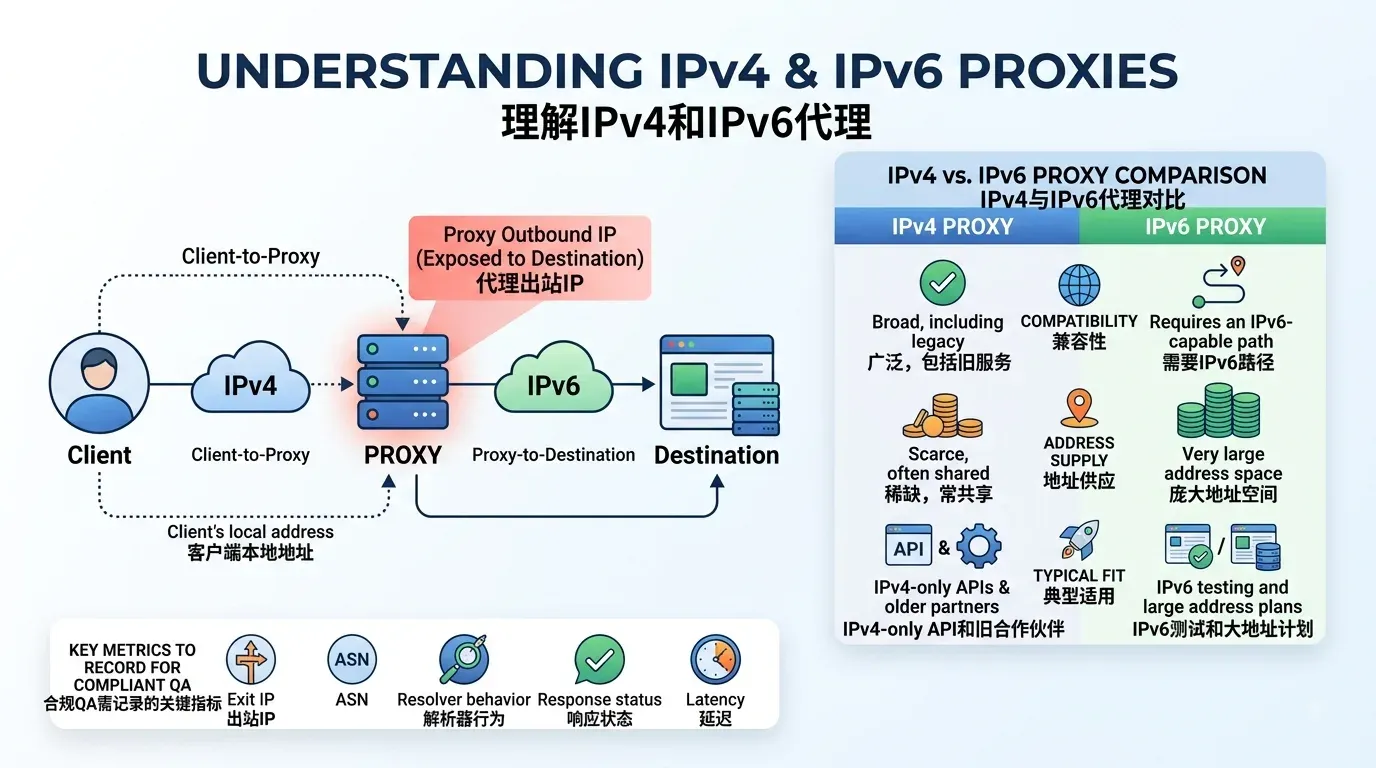 代理网络中的IPv4和IPv6连接路径