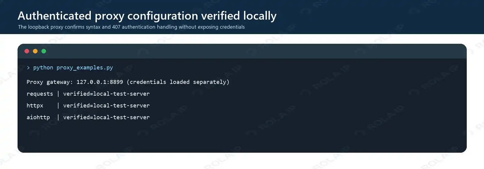 Authenticated proxy verification with Requests, HTTPX, and aiohttp