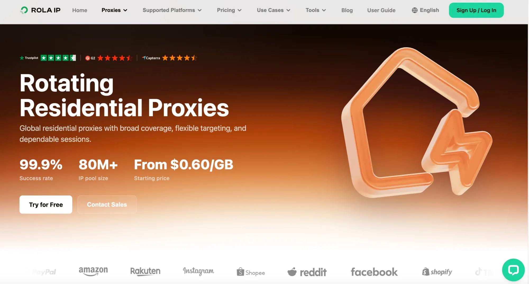 Rola IP rotating residential proxy product page