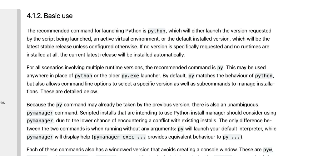 Python Windows documentation showing how to run a script