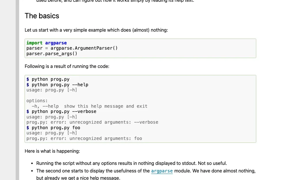 Python argparse tutorial showing command-line arguments