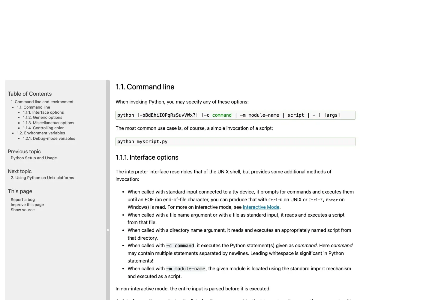 Python command-line documentation showing a script file invocation