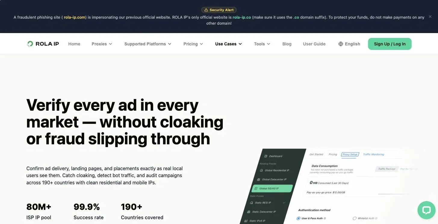 Rola IP ad verification use case page