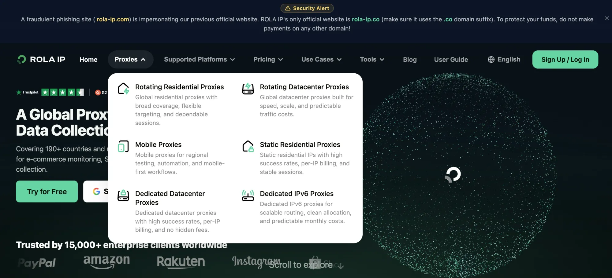 Rola IP website menu