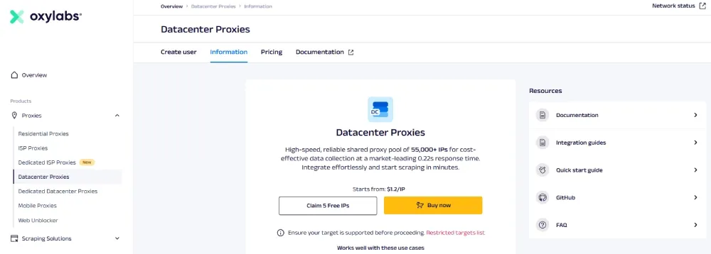 datacenter 5 free IPs trial