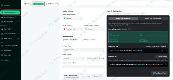 Процесс генерации residential-прокси Rola IP