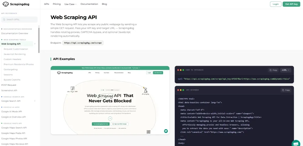 Scrapingdog网页抓取API页