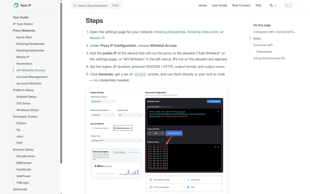 Rola IP API whitelist access