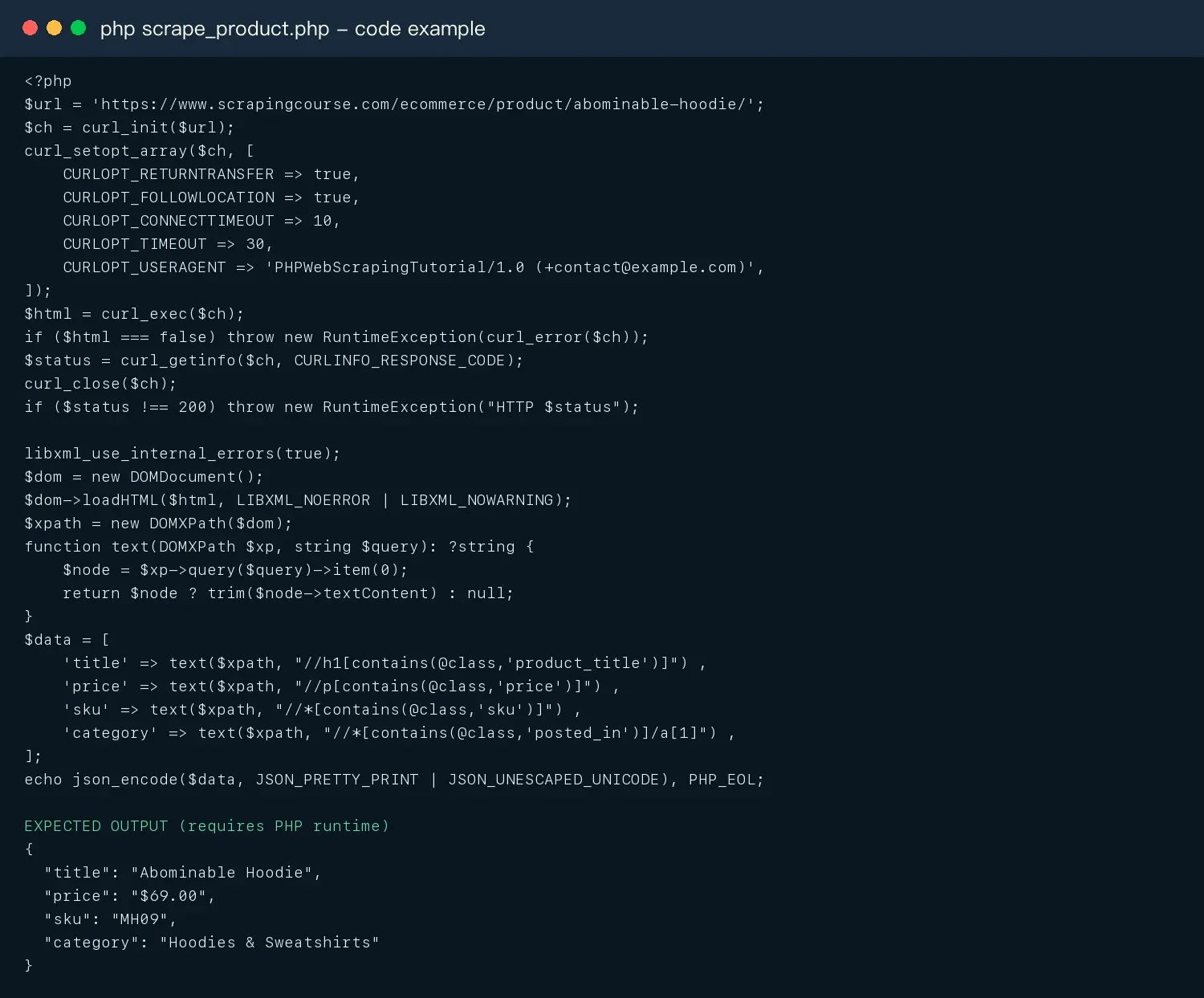 php-curl-domxpath-code-output