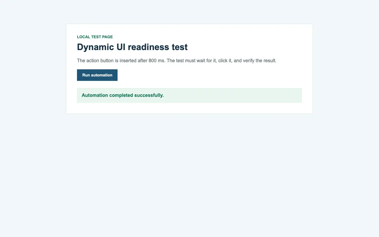 Playwright successful dynamic UI readiness test