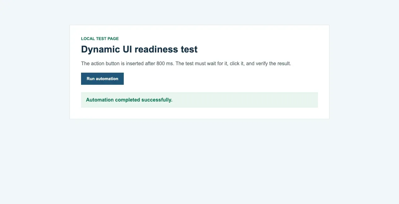 Selenium successful dynamic UI readiness test