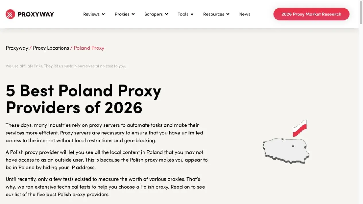 Proxyway's 2026 Poland proxy list