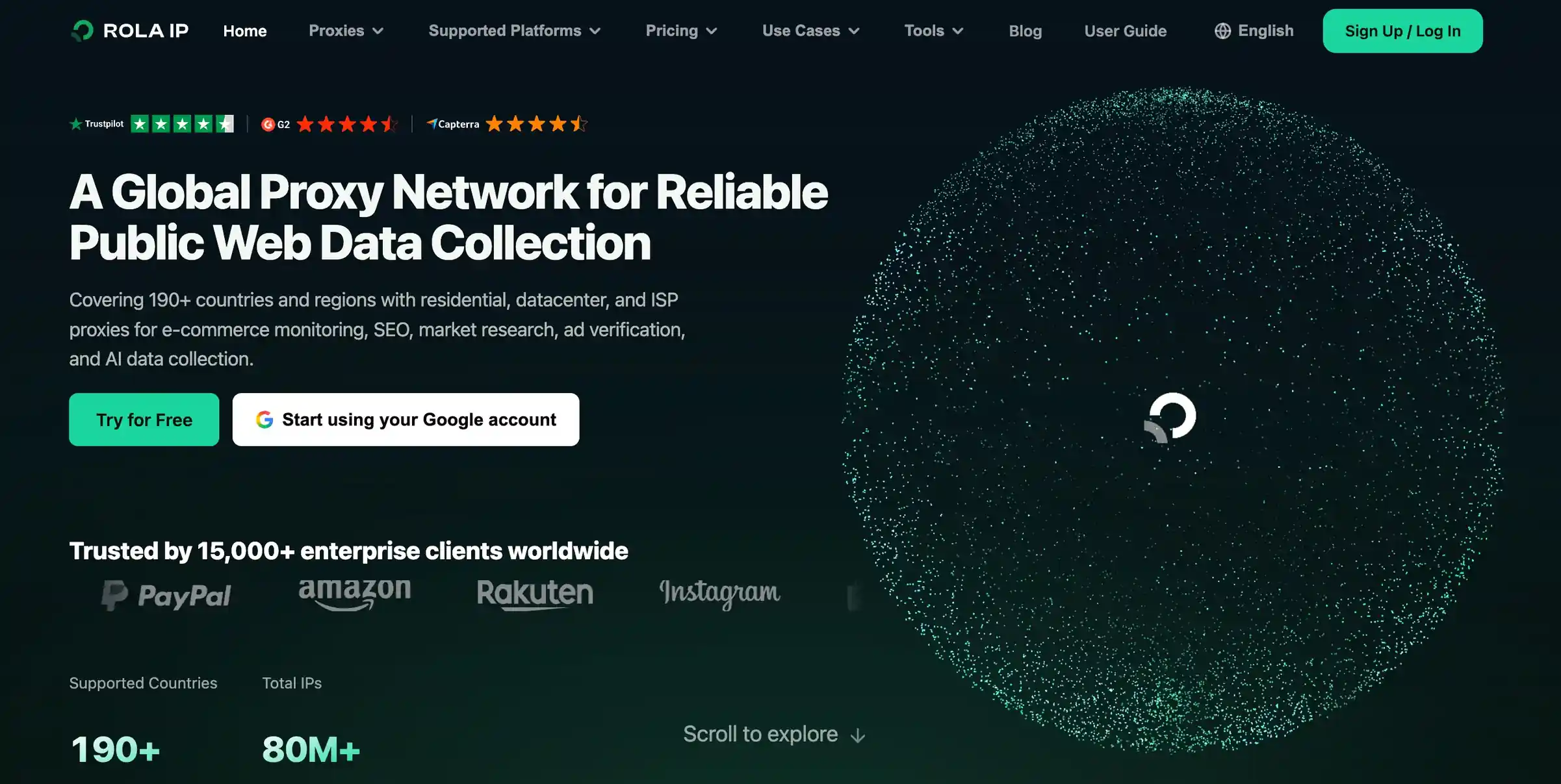 Rola IP rotating residential proxy product page