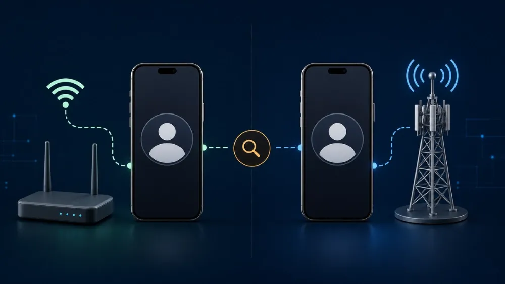 Controlled comparison using the same account and device on Wi-Fi and a trusted mobile network