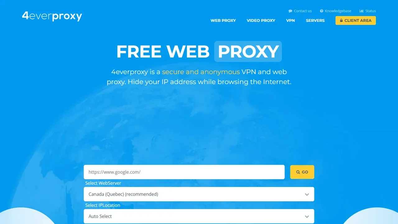 4everproxy free web proxy with web-server and IP-location selectors