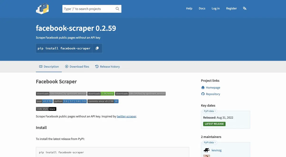 facebook-scraper-pypi