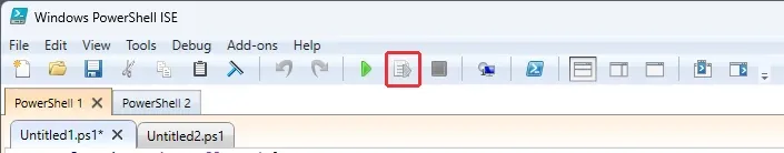 PowerShell ISE运行选定内容按钮的位置