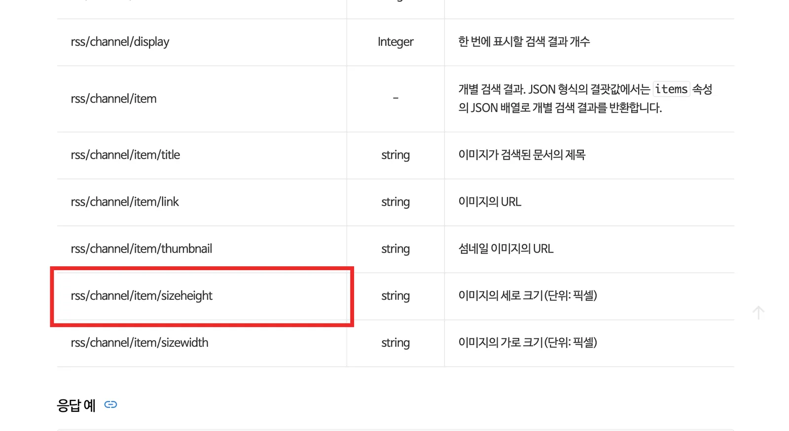 Official Naver field table