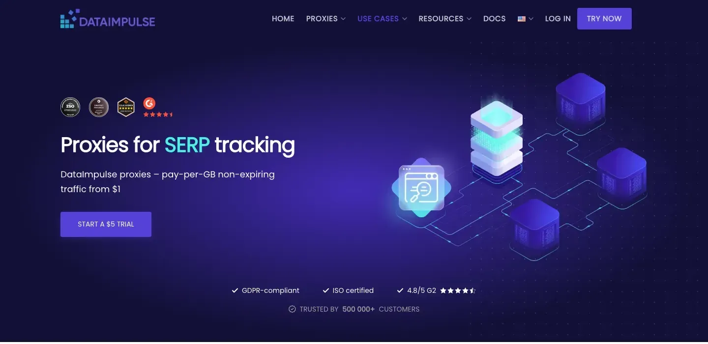 DataImpulse SERP追踪代理，展示按量付费方案