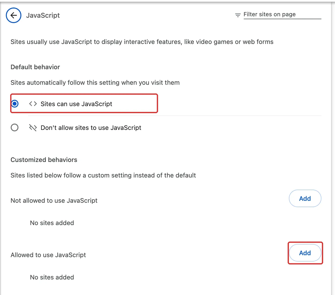 javascript-default-behavior-allowed-blocked-lists
