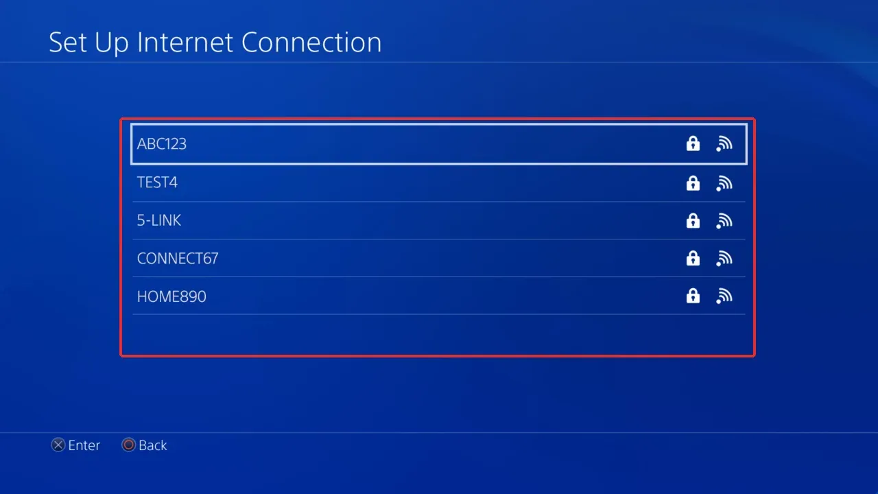 Figure 7. PS4 wireless-network selection screen. Source: official PlayStation help