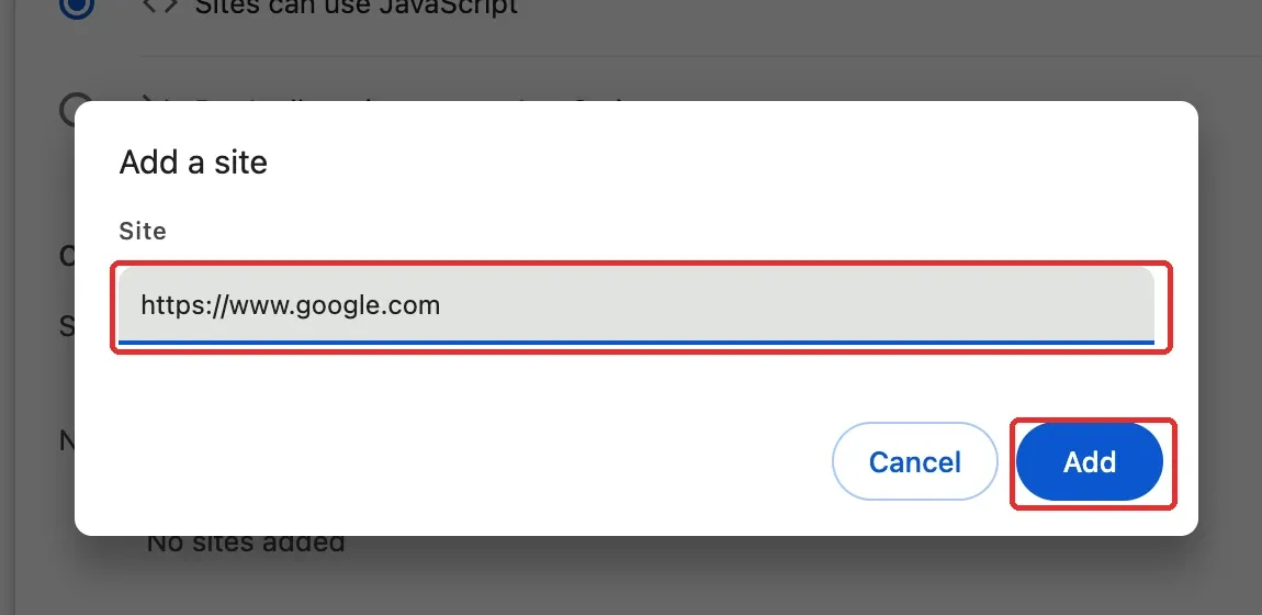 javascript-exception-google-site-allowed-list