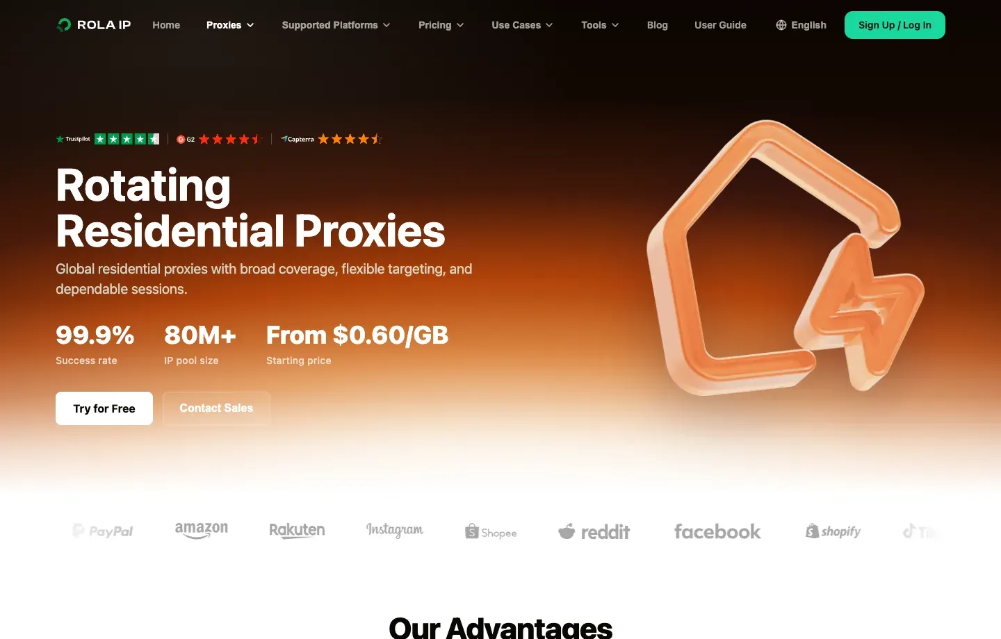 Rola IP rotating residential proxies page