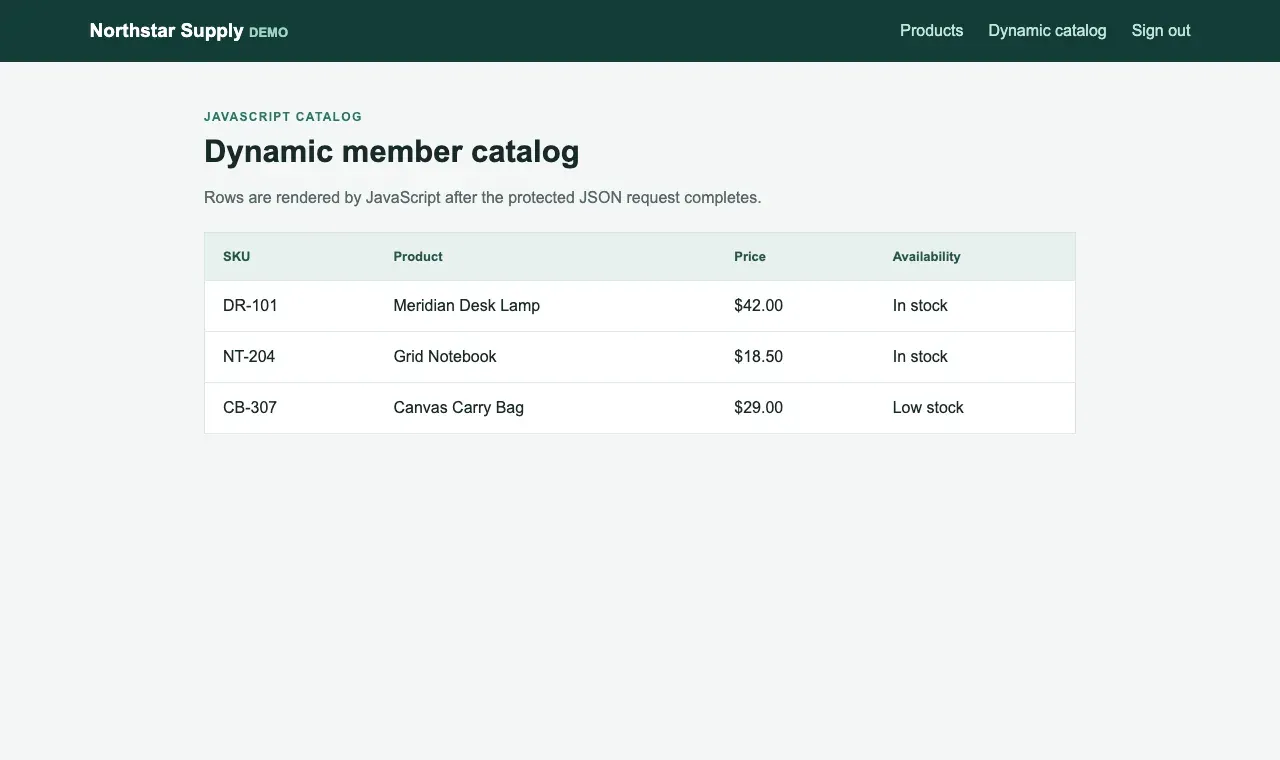 Playwright dynamic member catalog after JavaScript rendering
