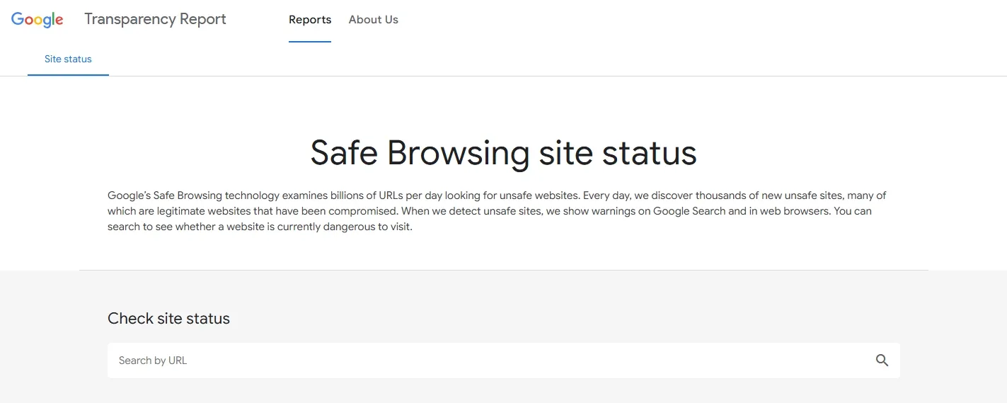 google safe browsing transparency check