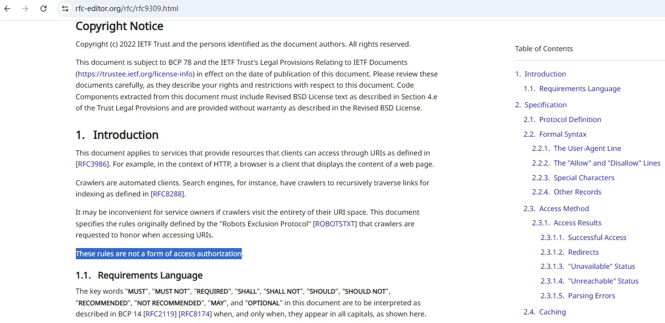 rfc9309 robots exclusion protocol reference