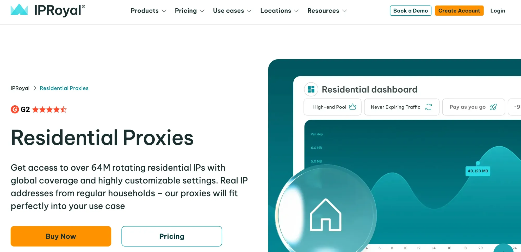 IPRoyal residential proxy page