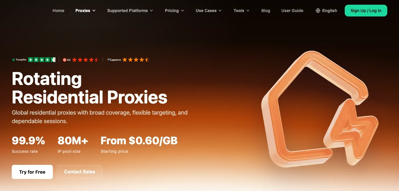 Rola IP rotating residential proxy product page