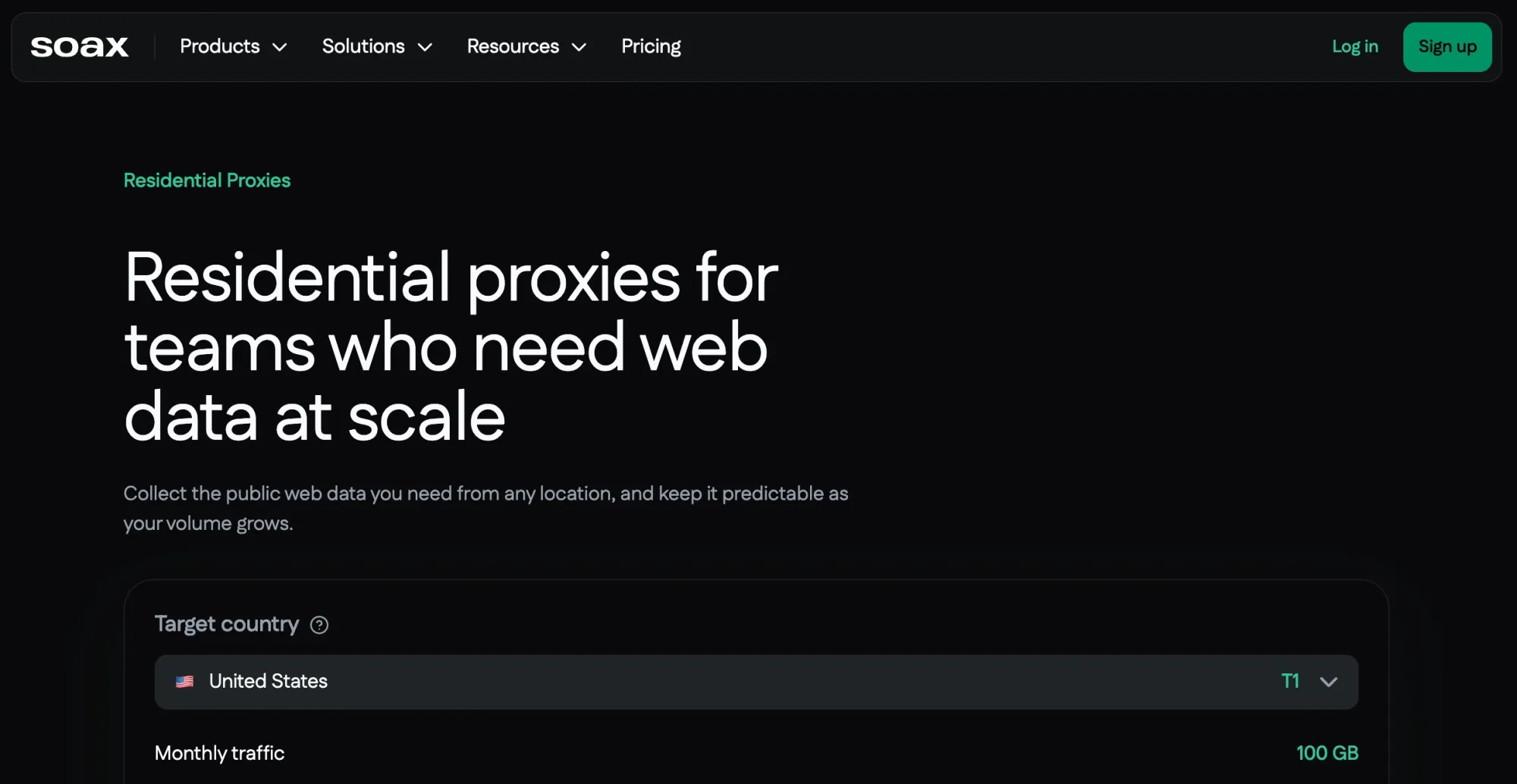 SOAX residential proxy page