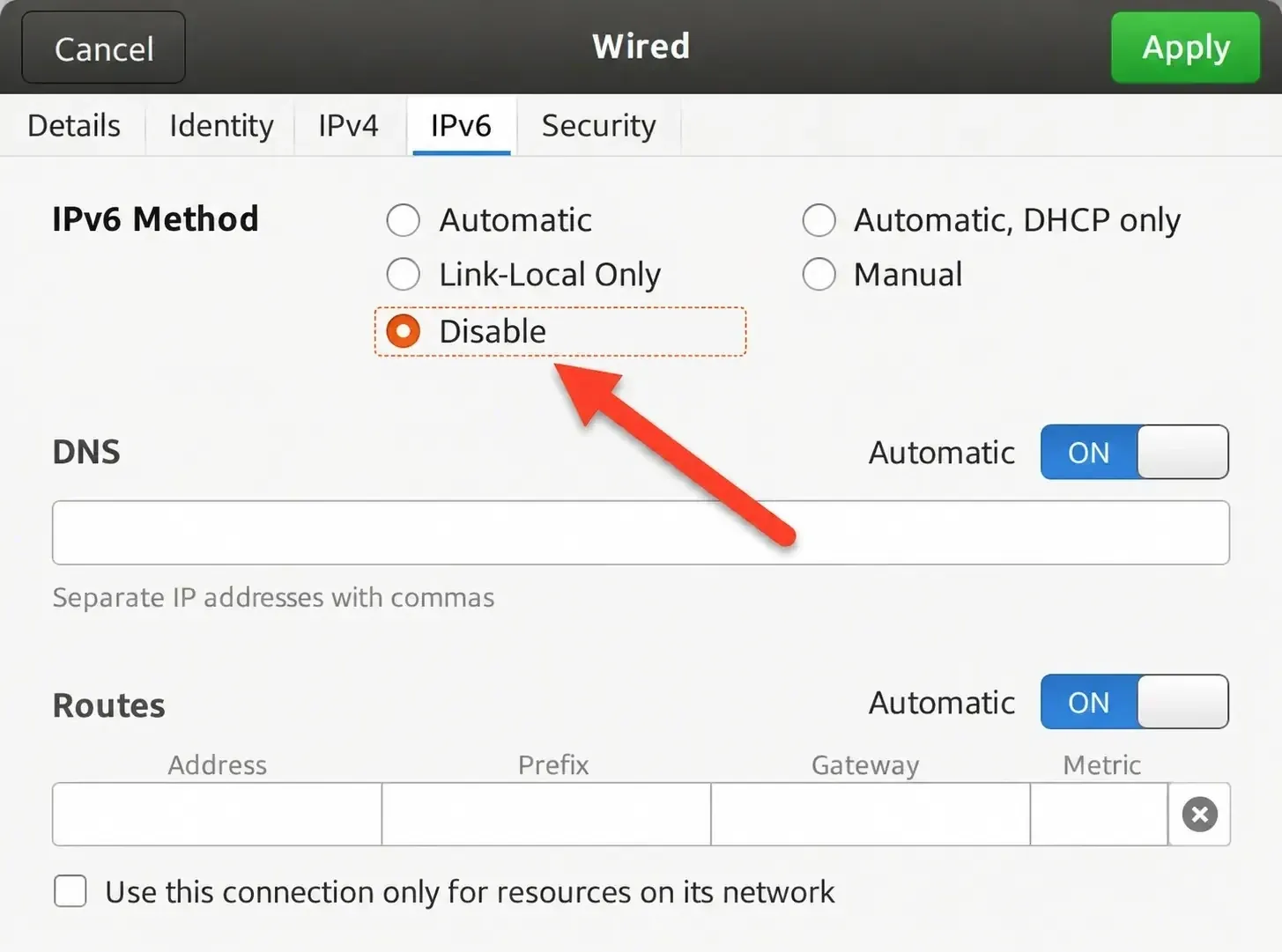 linux-gnome-network-ipv6-settings