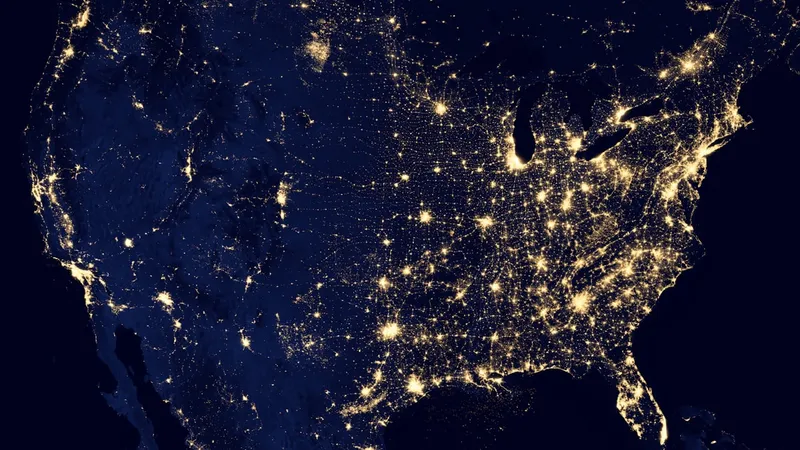 Earth at night from space