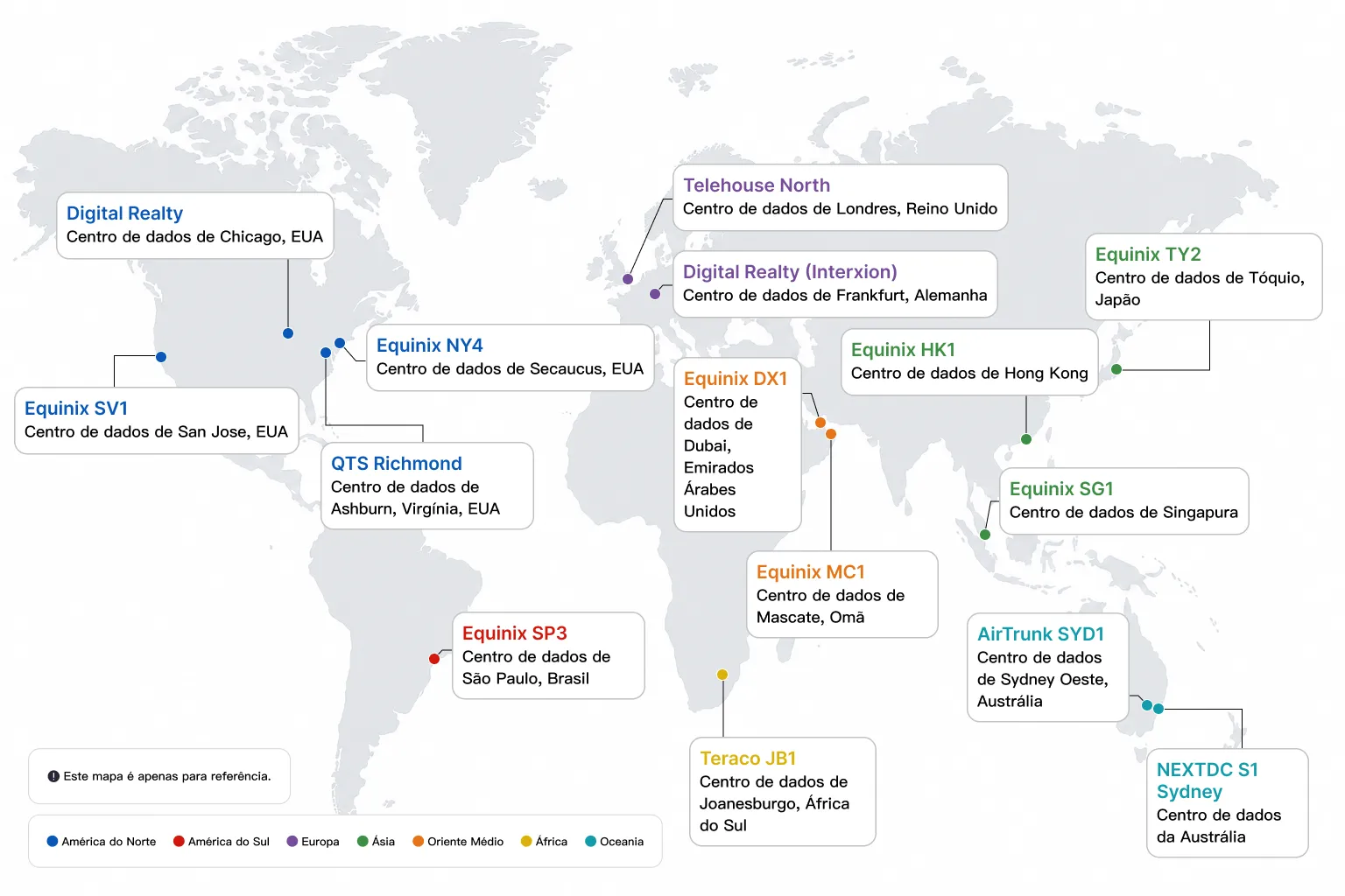 Data centers compatíveis em todo o mundo