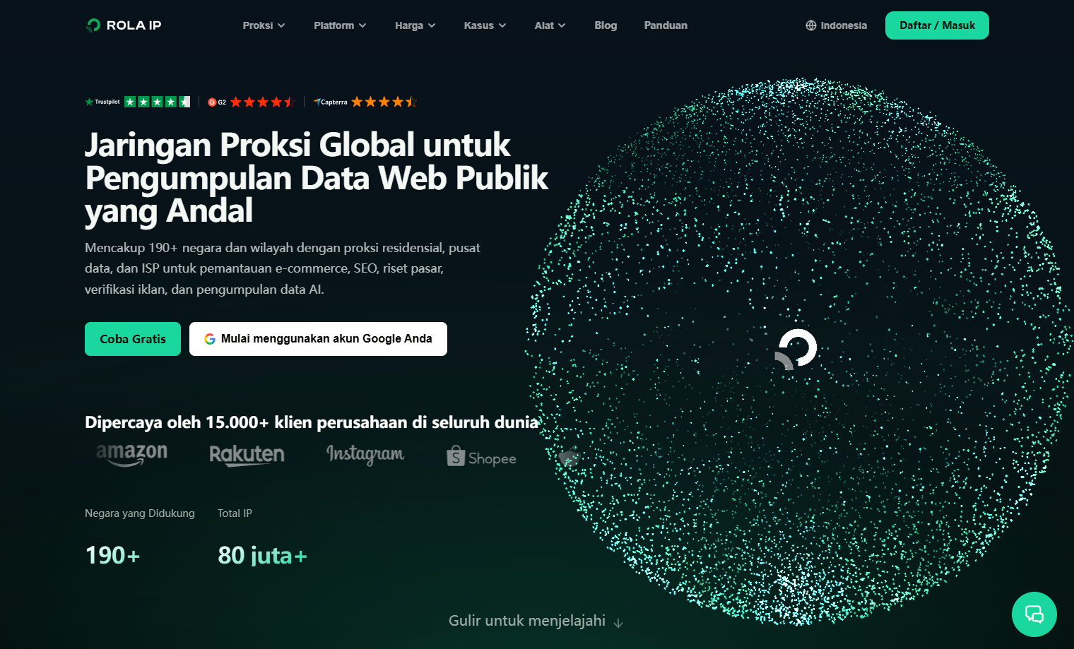 Situs web ROLA IP setelah peningkatan