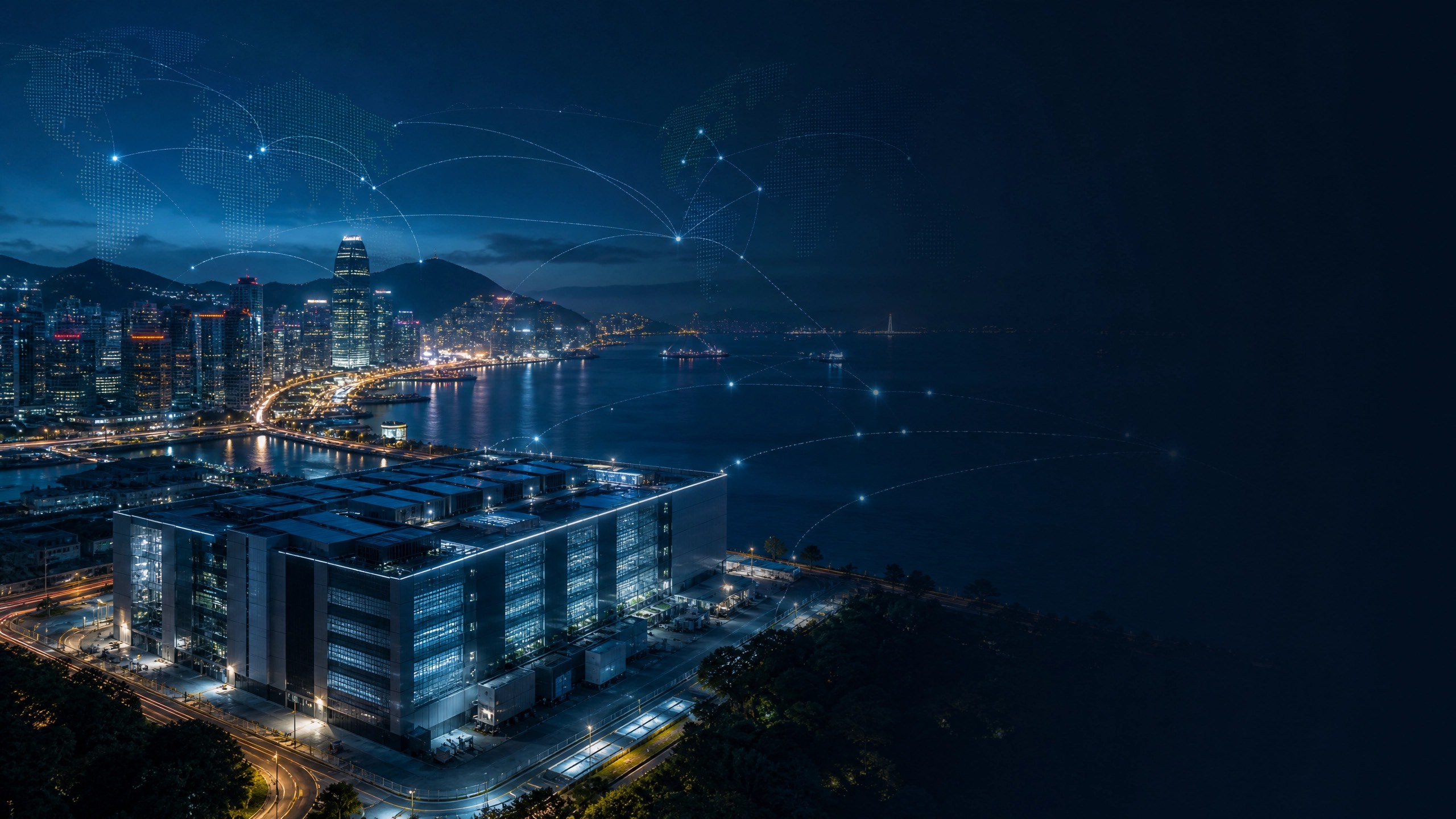 City infrastructure connected to a global network